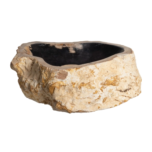Cuba de Banheiro Madeira Petrificada Natural Apoio at&eacute; 55 cm (Kayu Preta)