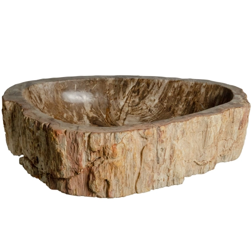 Cuba de Banheiro Madeira Petrificada Natural Apoio at&eacute; 65 cm (Kayu)