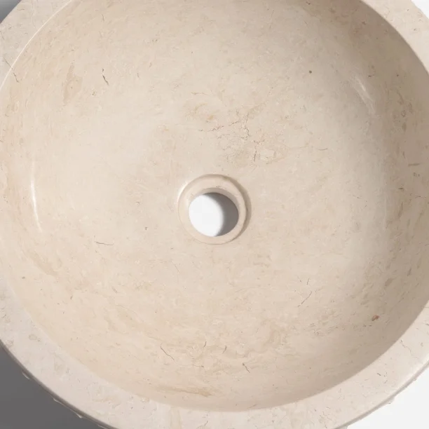 Produto Cuba de Banheiro Mármore Cream Esculpida Apoio Redonda até 50 cm (Sumatra)