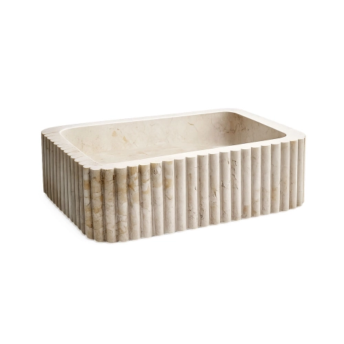 Cuba de Banheiro M&aacute;rmore &Ocirc;nix Vanilla Apoio Retangular 40x30 cm (Riau)