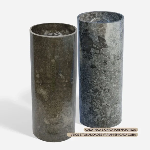Produto Cuba de Banheiro Pedra Vulcânica Piso Redonda 40 cm (Jawa Polida)