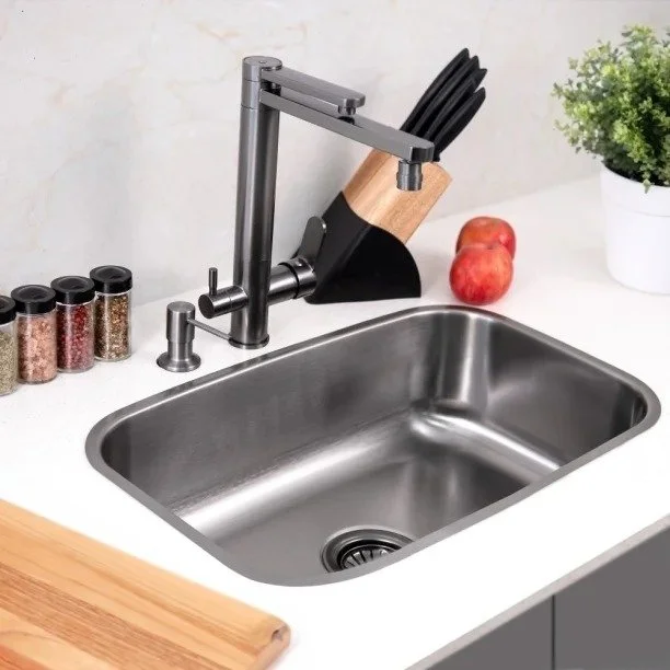 Cuba de Cozinha Inox Retangular 59x37 cm (Miura Grafite Fosca) - Outlet Produto Cuba de Cozinha Inox Retangular 59x37 cm (Miura Grafite Fosca) - Outlet