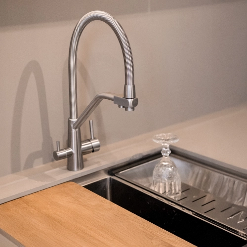 Cuba Dupla de Cozinha Inox Retangular 73x50 cm (Kai Escovada