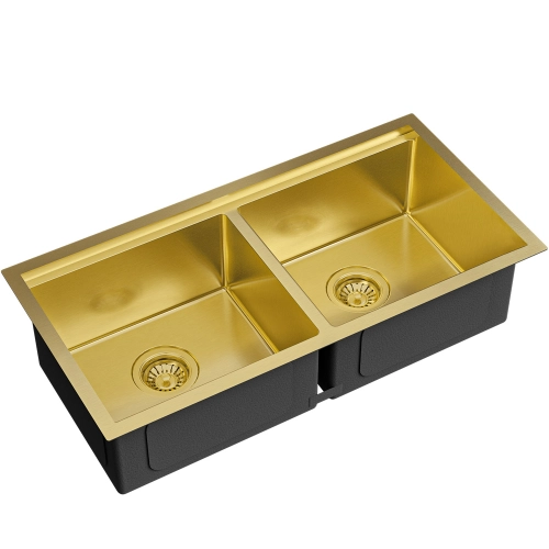 Cuba Dupla Workstation de Cozinha Inox 82x41 cm (Kobe Dourada Fosca)