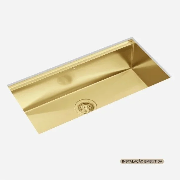 Cuba Workstation de Cozinha Inox 78x41 cm (Osaka Ouro Fosca) - Outlet Produto Cuba Workstation de Cozinha Inox 78x41 cm (Osaka Ouro Fosca) - Outlet