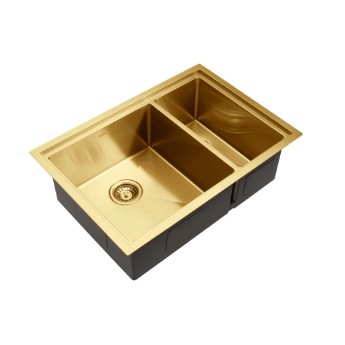 Cuba Dupla Workstation de Cozinha Inox Retangular 73x50 cm (Kai Ouro Fosca)
