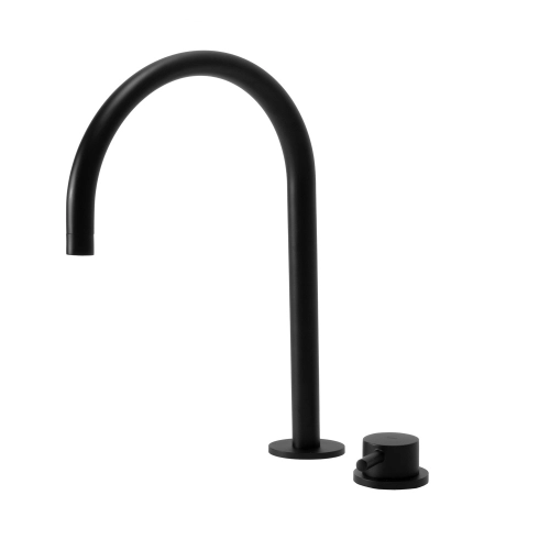 Torneira Monocomando Alta para Banheiro (Milos Preta Fosca)