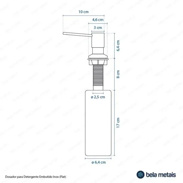 Dosador para Detergente Embutido Inox 500 ml (Flat Escovado) - Outlet Produto Dosador para Detergente Embutido Inox 500 ml (Flat Escovado) - Outlet