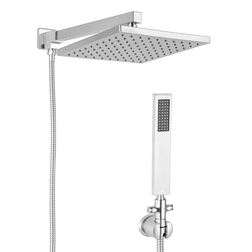 Ducha Quadrada 25x25 cm de Parede com Desviador (Vitalis Escovada)