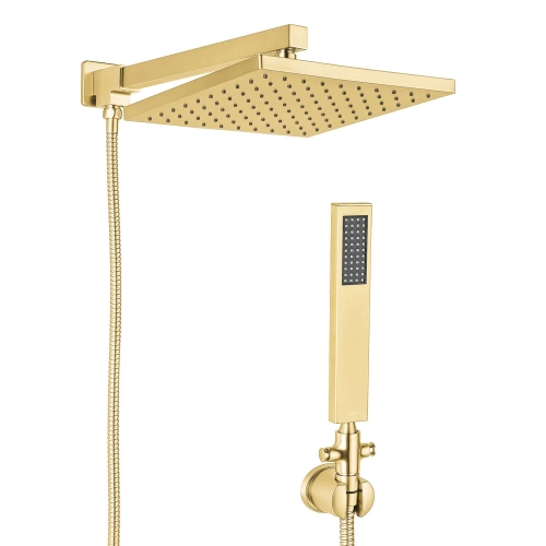 Ducha Quadrada 25x25 cm de Parede com Desviador (Vitalis Ouro Fosca)