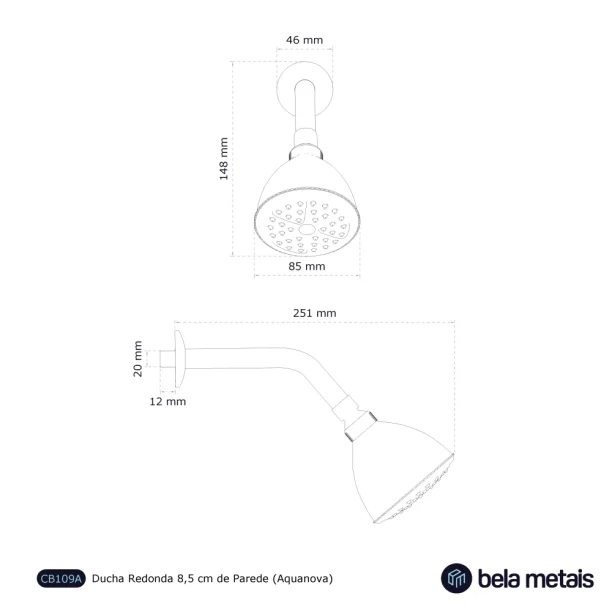 Ducha Redonda 8,5 cm de Parede (Aquanova Cromada) Produto Ducha Redonda 8,5 cm de Parede (Aquanova Cromada)