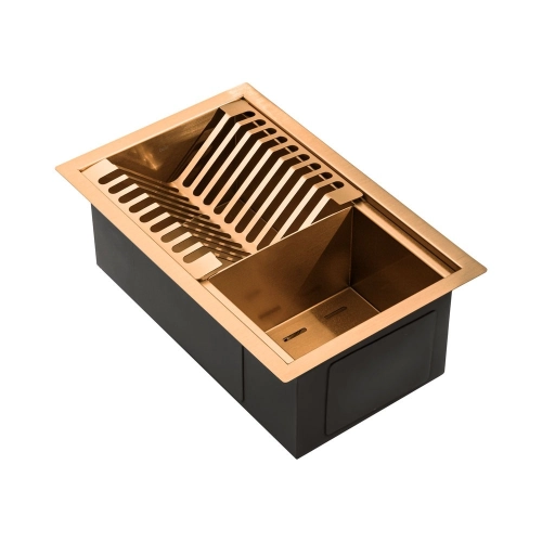 Escorredor Embutido Calha &Uacute;mida Inox 26x41 cm (Ros&eacute; Gold Fosco)