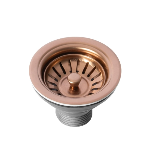 V&aacute;lvula Inox para Cuba Cozinha 4 1/2" com Tampa (Ros&eacute; Gold Fosca)