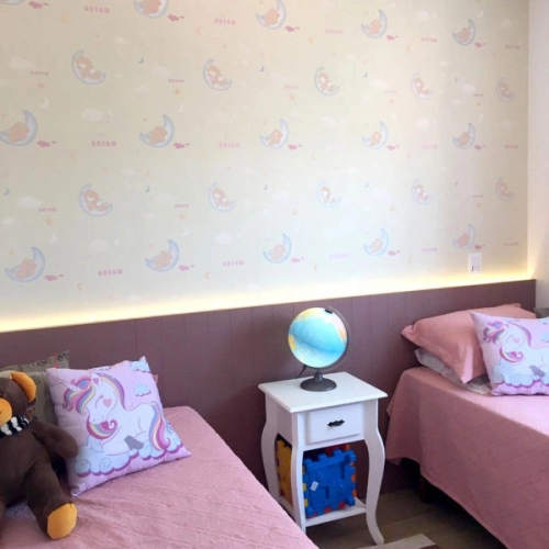 Produto Papel de Parede Infantil Amarelo Lavável 10,00 x 0,53 m (Bambini Due)