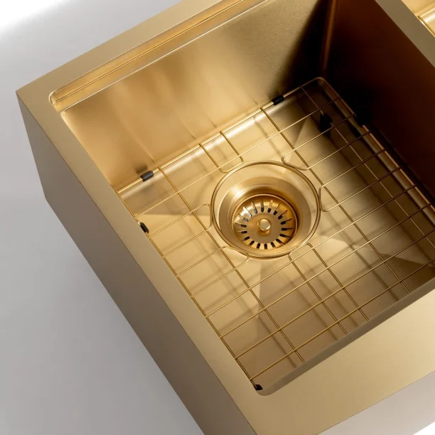 Grade Aramada Inox para Cuba Dupla 35x34 cm (Dourada | Ouro Fosca) Produto Grade Aramada Inox para Cuba Dupla 35x34 cm (Dourada | Ouro Fosca)