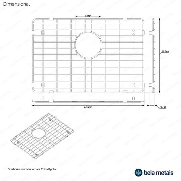 Produto Grade Aramada Inox 49x32 cm (Preta | Grafite Fosca)