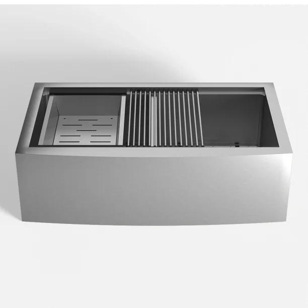 Produto Kit Cuba Dupla Fazenda Workstation Inox com Acessórios (Ise Escovada)