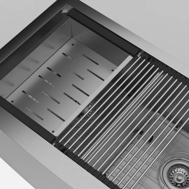 Produto Kit Cuba Dupla Fazenda Workstation Inox com Acessórios (Ise Escovada)