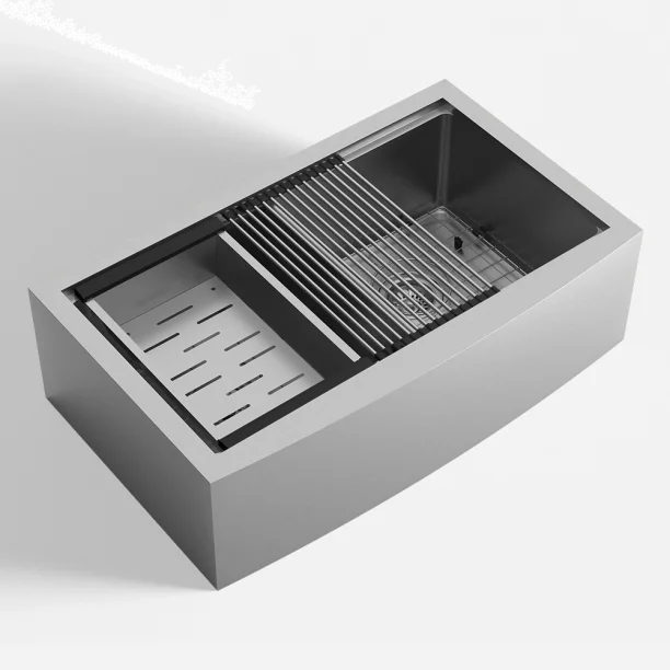 Produto Kit Cuba Dupla Fazenda Workstation Inox com Acessórios (Ise Escovada)