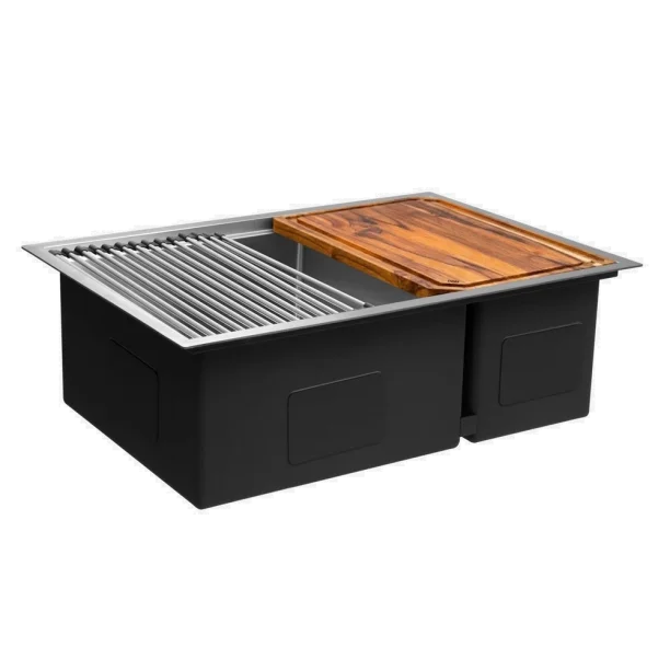 Kit Cuba Dupla Workstation Inox com Acessórios (Kai Escovada) Produto Kit Cuba Dupla Workstation Inox com Acessórios (Kai Escovada)