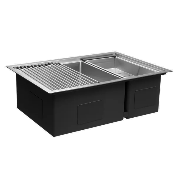 Kit Cuba Dupla Workstation Inox com Acessórios (Kai Escovada) Produto Kit Cuba Dupla Workstation Inox com Acessórios (Kai Escovada)