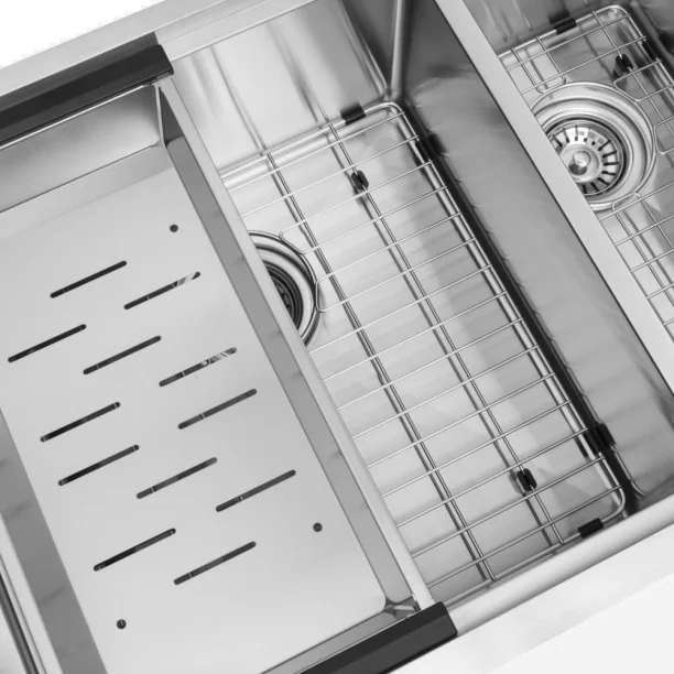 Kit Cuba Dupla Workstation Inox com Acessórios (Kai Escovada) Produto Kit Cuba Dupla Workstation Inox com Acessórios (Kai Escovada)