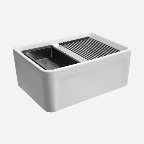 Produto Kit Cuba Fazenda Workstation Louça com Acessórios Pretos (Asti Branca)