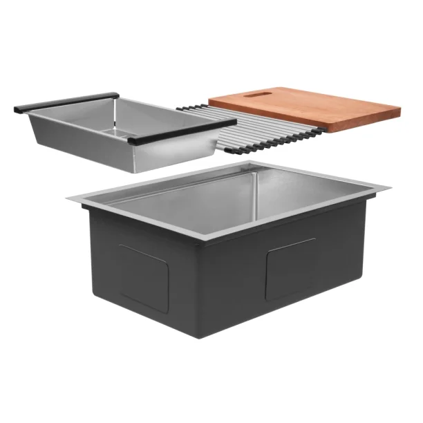 Kit Cuba Workstation Inox com Acessórios (Kyoto Escovada) Produto Kit Cuba Workstation Inox com Acessórios (Kyoto Escovada)