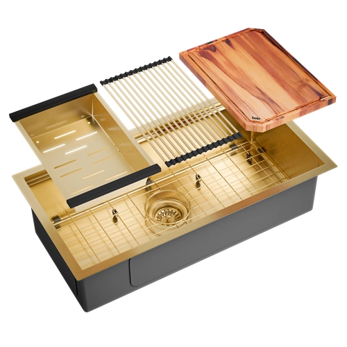 Kit Cuba Workstation Inox com Acess&oacute;rios (Osaka Dourada Fosca)