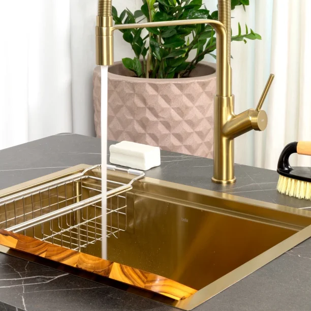 Produto Kit Tanque Workstation Inox com Acessórios para Lavanderia (Kyoto Ouro)