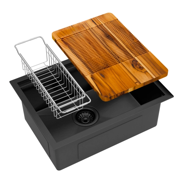 Kit Tanque Workstation Inox com Acess&oacute;rios para Lavanderia (Kyoto Preto)