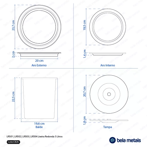 Lixeira Embutida de Cozinha Inox Redonda 5 Litros (Rosé Gold Fosca) - Outlet Produto Lixeira Embutida de Cozinha Inox Redonda 5 Litros (Rosé Gold Fosca) - Outlet