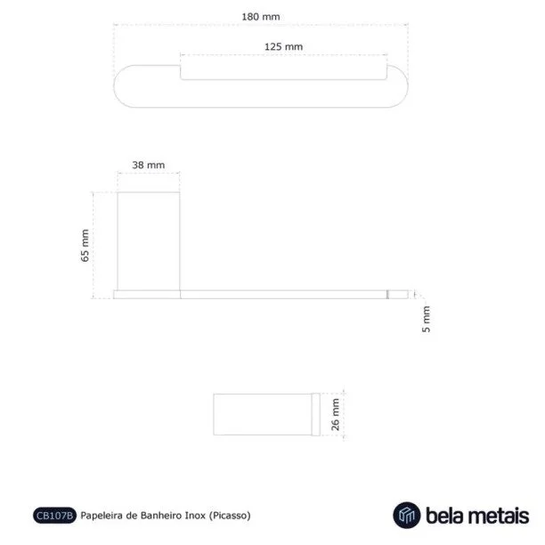 Papeleira de Banheiro Inox (Picasso Grafite Fosco) - Outlet Produto Papeleira de Banheiro Inox (Picasso Grafite Fosco) - Outlet