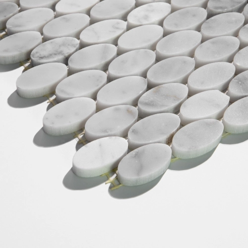 Produto Pastilhas de Pedra Oval (Mármore Carrara)