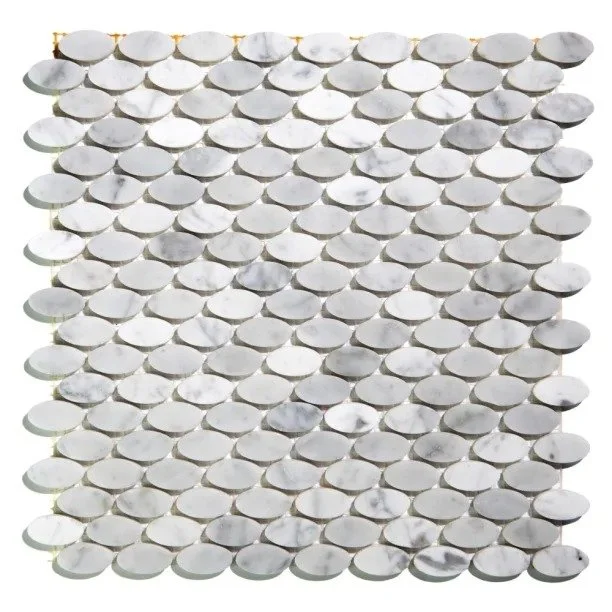 Pastilhas de Pedra Oval (Mármore Carrara) - Outlet Produto Pastilhas de Pedra Oval (Mármore Carrara) - Outlet