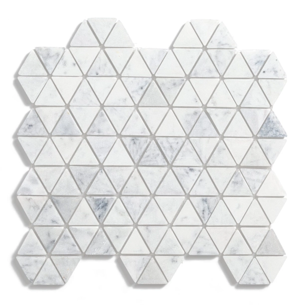 Produto Pastilhas de Pedra Triangular (Mármore Carrara Branco)