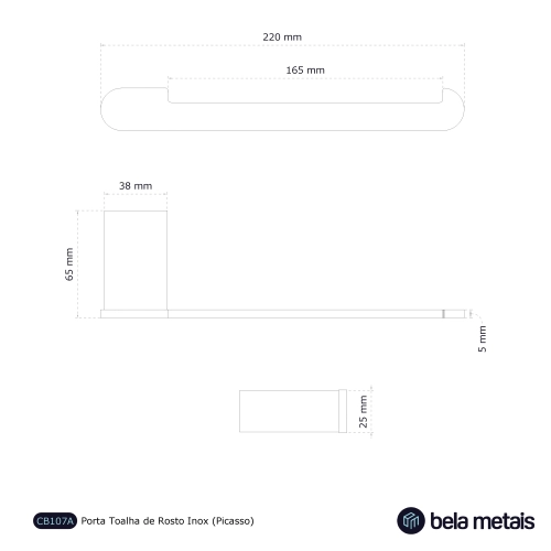 Produto Porta Toalha de Rosto Inox (Picasso Dourado Fosco) - Outlet