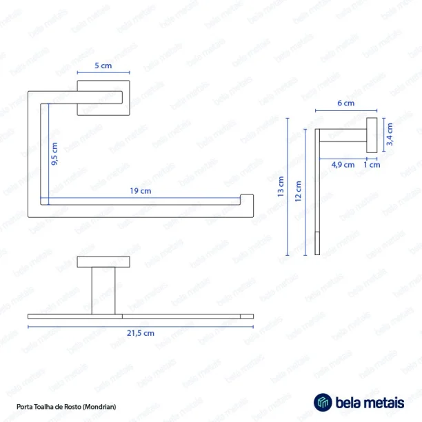 Produto Porta Toalha de Rosto (Mondrian Preto Fosco) - Outlet