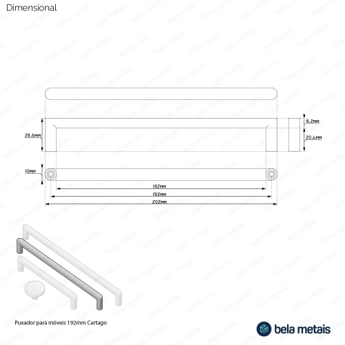 Puxador para Móvel Alça Sobrepor 192 mm Zamac (Cartago Dourado) - Outlet Produto Puxador para Móvel Alça Sobrepor 192 mm Zamac (Cartago Dourado) - Outlet