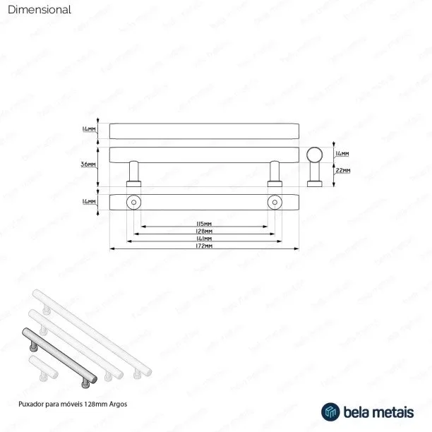 Produto Puxador para Móvel Alça Sobrepor 128 mm em Madeira (Argos) - Outlet