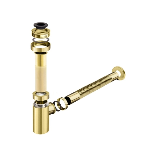 Sifão Metálico Flexível com Copo para Banheiro (Line Dourado Fosco) Produto Sifão Metálico Flexível com Copo para Banheiro (Line Dourado Fosco)