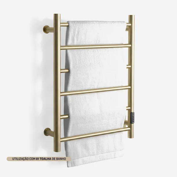 Produto Toalheiro Térmico Inox 6 Barras Redondo (Foster Ouro Fosco)