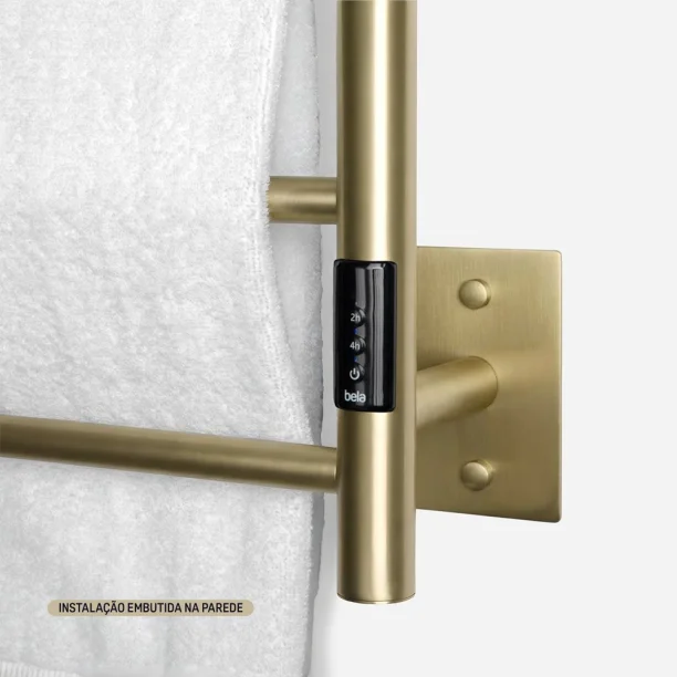 Produto Toalheiro Térmico Inox 6 Barras Redondo (Foster Ouro Fosco)