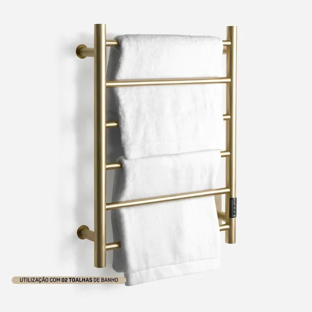 Produto Toalheiro Térmico Inox 6 Barras Redondo (Foster Ouro Fosco)
