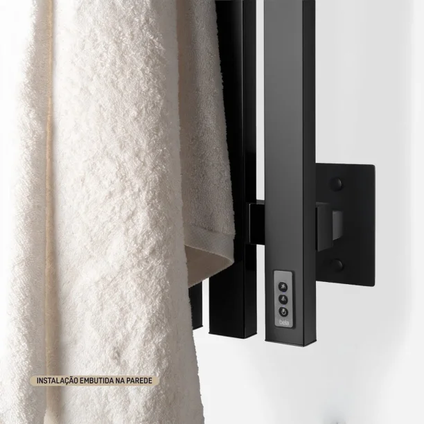 Toalheiro Térmico Inox Vertical Quadrado (Torres Preto Fosco) Produto Toalheiro Térmico Inox Vertical Quadrado (Torres Preto Fosco)