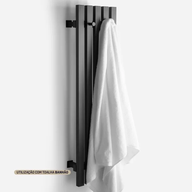 Toalheiro Térmico Inox Vertical Quadrado (Torres Preto Fosco) Produto Toalheiro Térmico Inox Vertical Quadrado (Torres Preto Fosco)