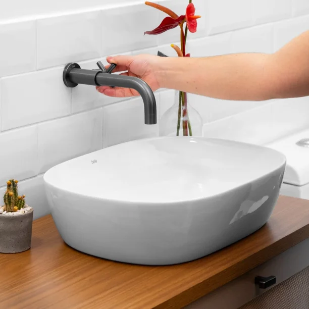 Torneira de Parede para Banheiro Inox (Alva Grafite Fosca) Produto Torneira de Parede para Banheiro Inox (Alva Grafite Fosca)