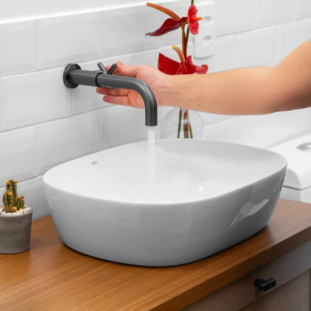 Torneira de Parede para Banheiro Inox (Alva Grafite Fosca) Produto Torneira de Parede para Banheiro Inox (Alva Grafite Fosca)