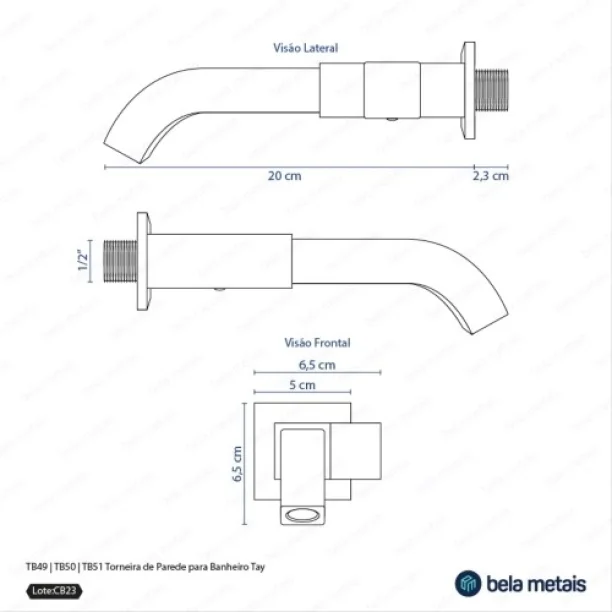 Produto Torneira de Parede para Banheiro (Tay Preta Fosca) - Outlet
