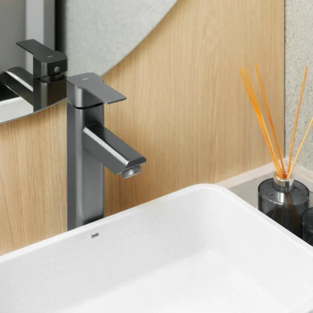 Torneira Monocomando Alta para Banheiro Inox (Adda Grafite Fosca
